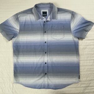 Prana Men's Gradient Blue and Gray Button Down Shirt XL